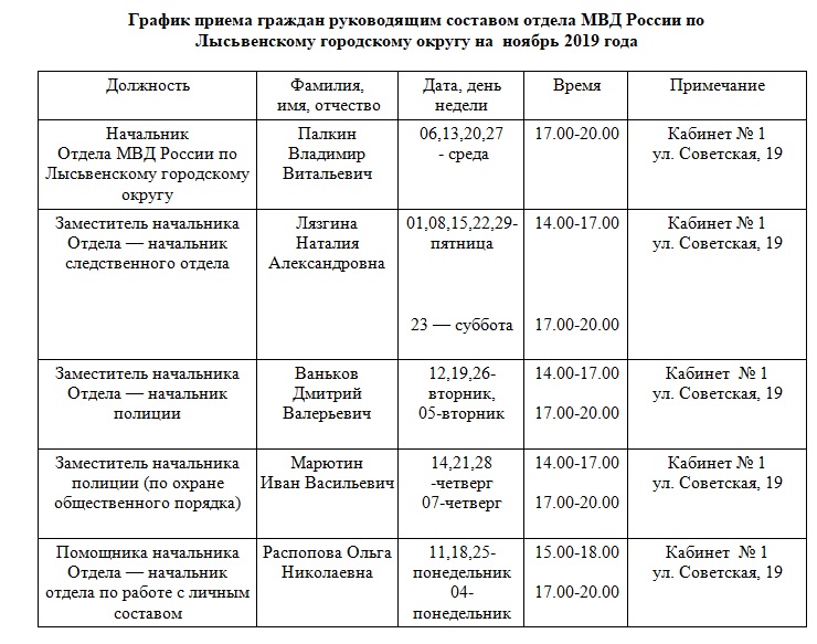 Часы приема по личным вопросам